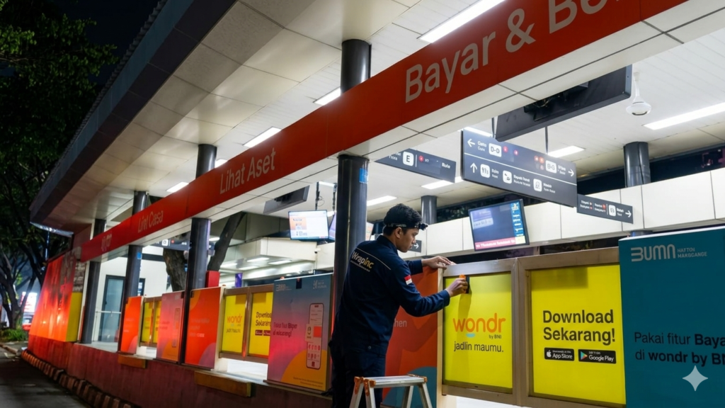 Pemasangan Stiker stasiun branding stiker oleh tim Wrapinc