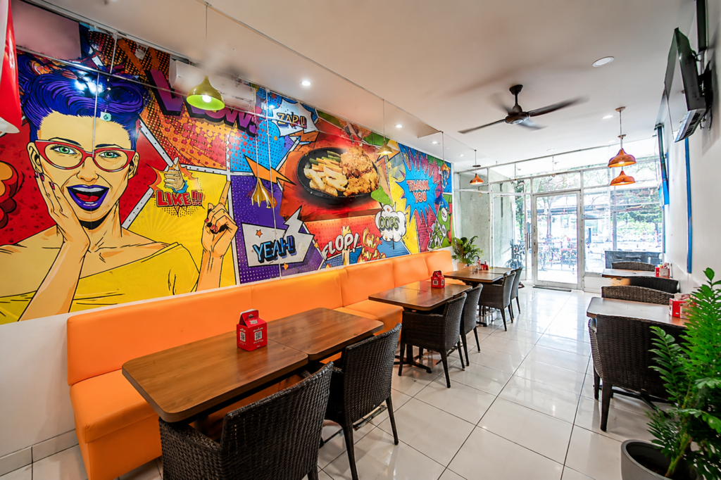 Stiker Cafe dalam bentuk Wallpaper Digital Printing